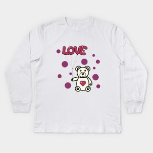 A sweet teddy bear, full of love Kids Long Sleeve T-Shirt
